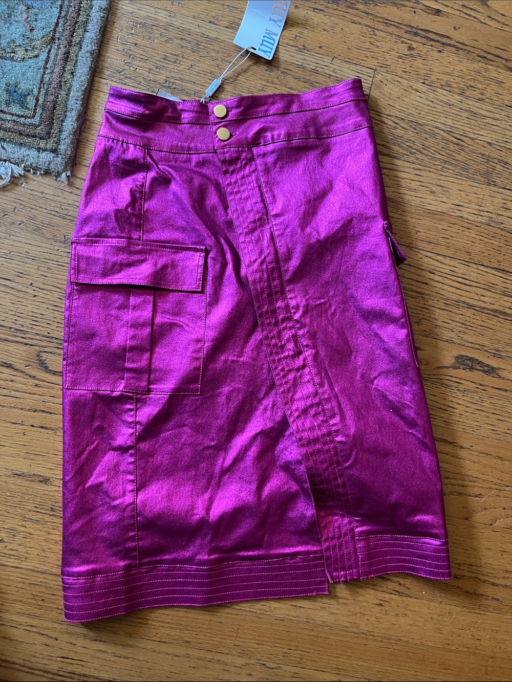 Metallic Fuchsia Cargo Skirt - Unbranded